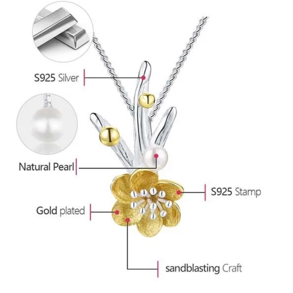 Artisan Handmade 925 Silver Natural Pearl Flower The Zaidea Necklace - Picture 12 of 12